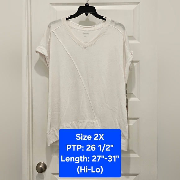 Calvin Klein Performance Tops - Calvin Klein Performance SS V-Neck Top with Hi-Lo Hem, NWT, Size 2X